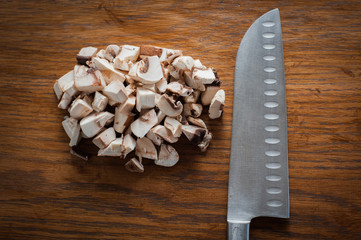 Mushrooms and knife