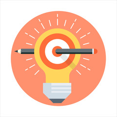 Define goal theme, flat style, colorful, vector icon for info gr