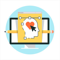 User experiance design flat style, colorful, vector icon for inf