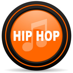hip hop orange glossy web icon on white background