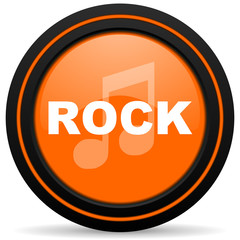 rock music orange glossy web icon on white background