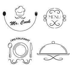 Restaurant icons set. Line icons.