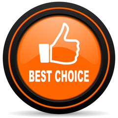 best choice orange glossy web icon on white background
