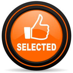 selected orange glossy web icon on white background