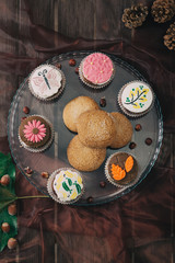 Homemade cupcake on the wooden table