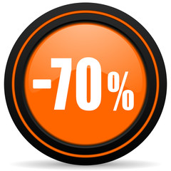 70 percent sale retail orange glossy web icon on white background