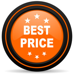 best price orange glossy web icon on white background