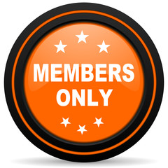 members only orange glossy web icon on white background