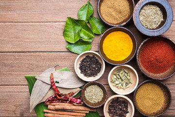 indian herb on the wooden table