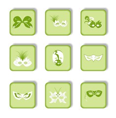 Set icon of carnaval mask