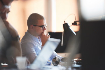startup business, software developer working on computer