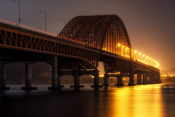 banghwa bridge taken at night over han river
