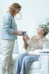 Helping old mother