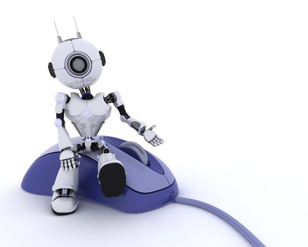 Robot with a computer moouse