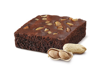 Brownie nut Dessert  isolated on a white background