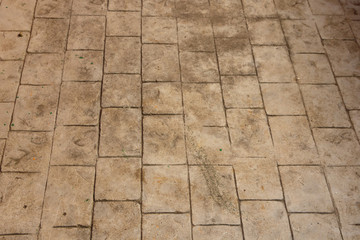 Pattern of small brick block on walkway