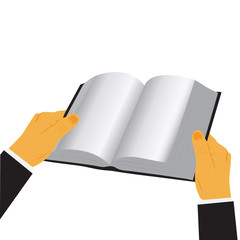  hands holding book isolated over white background, vector illustration in flat design for web sites, Infographic 