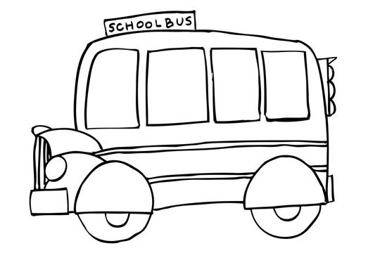 Hand Draw Sketch of School Bus at Transparent Effect Background