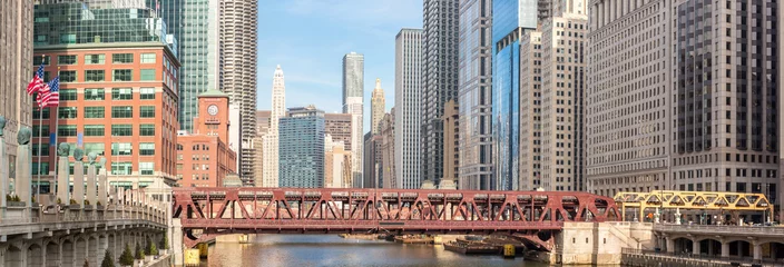 Gardinen Panorama der Innenstadt von Chicago © vichie81