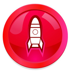 Vintage space rocket button icon image
