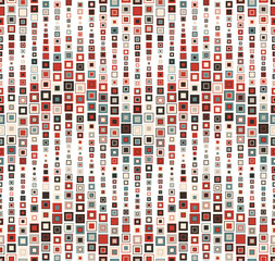 Seamless pattern on white background. Has the shape of a wave. Consists of geometric elements. In color.