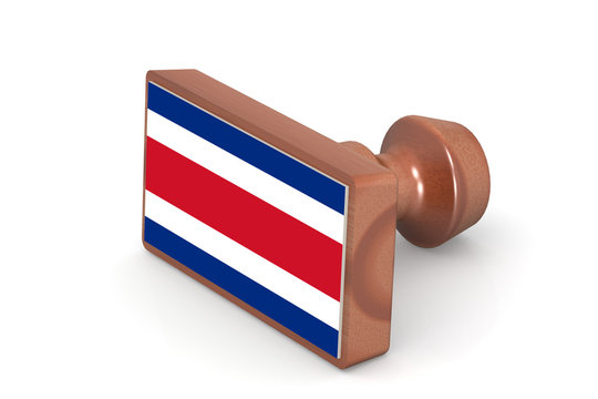 Wooden stamp with Costa Rica flag