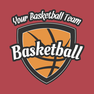Basketball Team Label with Ball