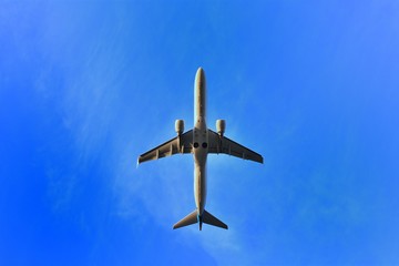 Naklejka premium 青空と飛行機