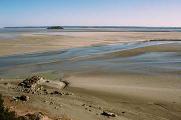 construction of a dam in of Mont Saint Michel
