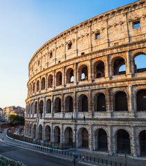 Fototapeta na wymiar Colosseum in the morning in Rome, Italy