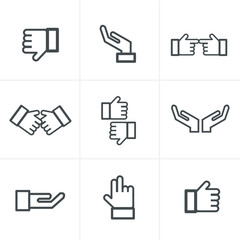 Hand gesture black icons vector