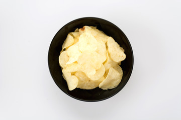 potato chips on white background