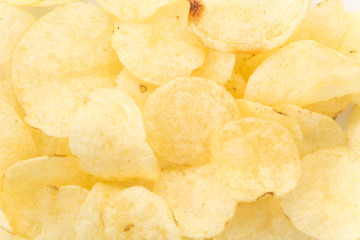 potato chips on white background