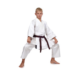 boy training karate