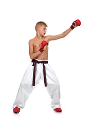 Young boy making karate punch © vetkit