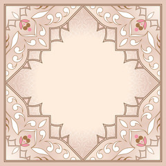 Filigree floral frame on beige.