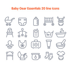 Baby Line Icons set