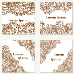 Set of retro cards with doodle. Vintage background with place for text.