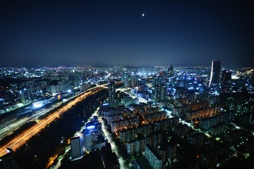 Fototapeta na wymiar 漢江の夜景　韓国・ソウル