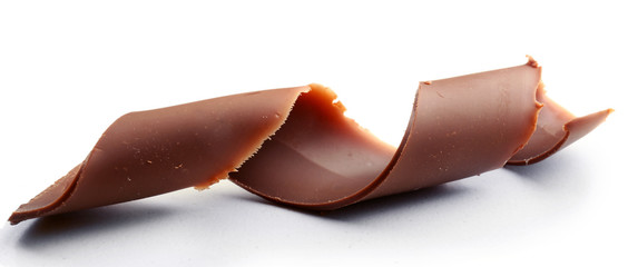 Chocolate curl isolated on white