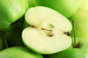 Ripe green apples close up