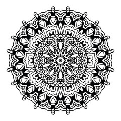 Abstract design black white element. Round mandala in vector. Graphic template for your design. Circular pattern.