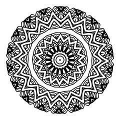 Abstract design black white element. Round mandala in vector. Graphic template for your design. Circular pattern.