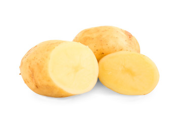 Naklejka na ściany i meble Young potatoes isolated on white