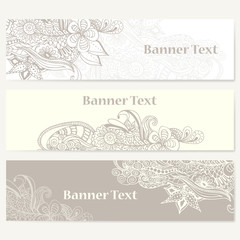 Set of banners for business. Corporate identity vector template with doodles for your design.