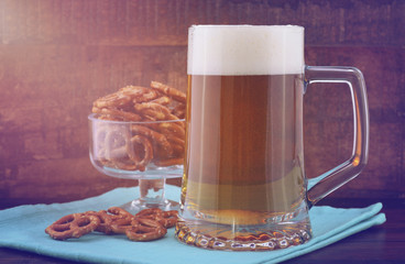 Oktoberfest beer and pretzels.