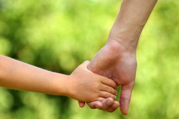 Father and daughter hands outdoors