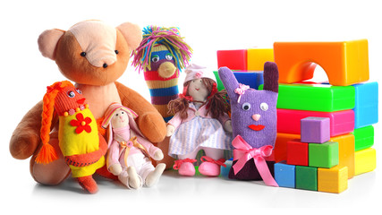 Pile of toys isolated on white