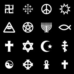 Vector white religious symbols set