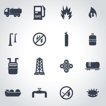 Vector Black Natural Gas Icon Set